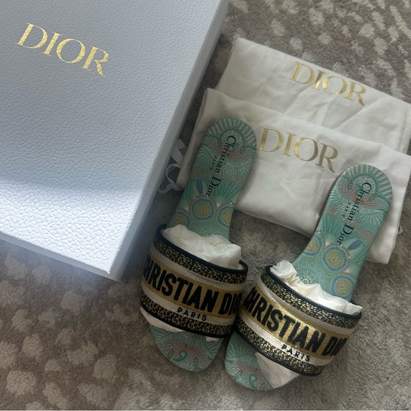 Dior Women's Shoes - DWAY slide teal blue green color - Picture 3 of 3